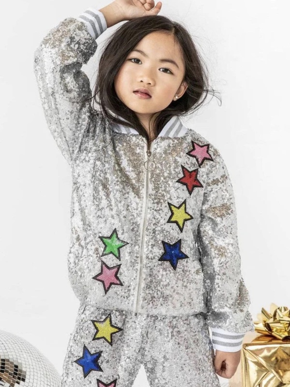 Lola + the boys sequin unicorn bomber jacket girls size 8